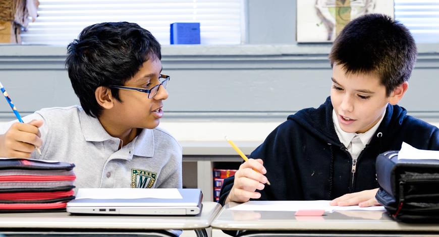 WYMLA students working together in class. 